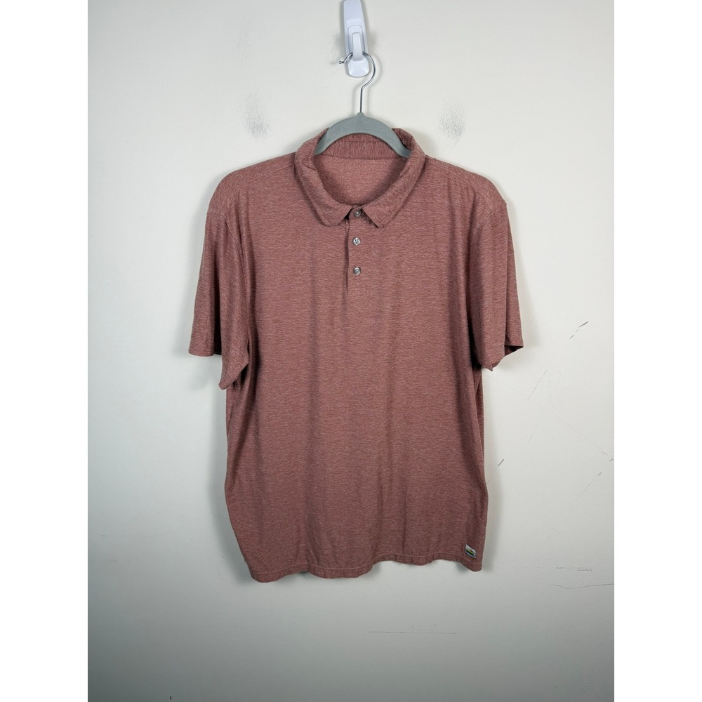 Vuori Mens Short Sleeve Polo Shirt Heathered Rust Red Medium